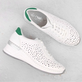 Zapatos cómodos de piel Rieker W RKR692 blanco 22