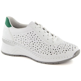 Zapatos cómodos de piel Rieker W RKR692 blanco 23