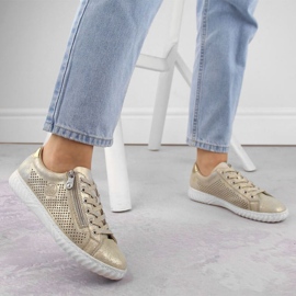 Zapatos cómodos de piel Rieker W RKR694, beige 17