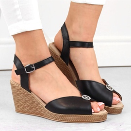 Sandalias cuña de piel con decoración Filippo W PAW526B negro 9