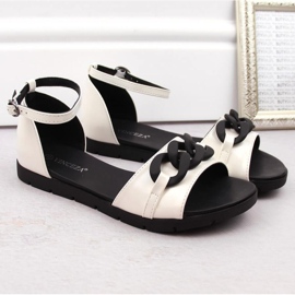Vinceza W JAN309B sandalias planas con cadena, blanco 8
