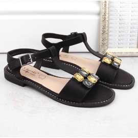 Sandalias cómodas con circonitas S.Barski W OLI261A, negro 10