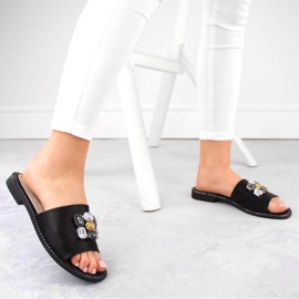 Chanclas con pedrería S.Barski W OLI262A, negro 8