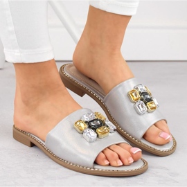 S.Barski W OLI262B chanclas plateadas con circonitas 8