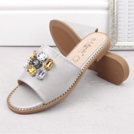 S.Barski W OLI262B chanclas plateadas con circonitas 10