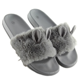 Gris LS-02 babuchas pelo gris con orejas 4