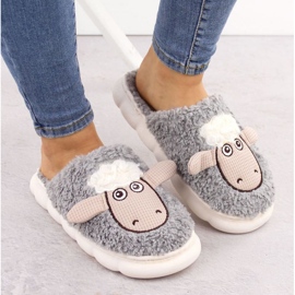 Pantuflas Filippo de piel con oveja DK6683 PAW577A gris 12