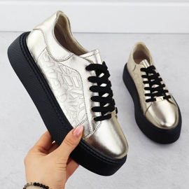 Zapatos para mujeres en la plataforma Filippo Paw546b dorado 7