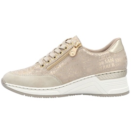 Zapatillas de deporte en una cuña rieker n4316 zlotys dorado 23