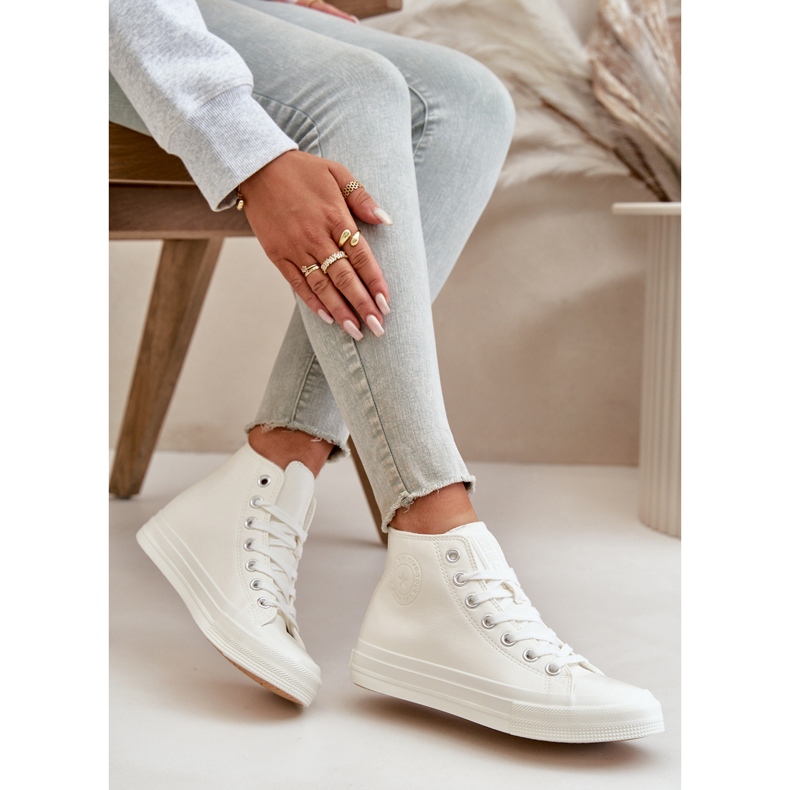Zapatillas de deporte aisladas para mujeres con big star de cuero ecológico OO274932 blanco 5