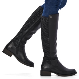 Botas negras de piel para mujer Rieker Z9591-00 negro 2