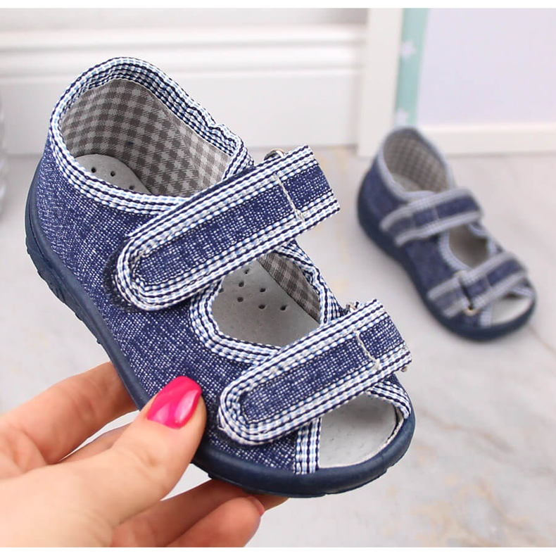 Chanclas niños sandalias casa azul marino y gris Nazo 1