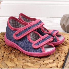 Babuchas de niña, sandalias, azul marino y rosa Nazo rosado 5