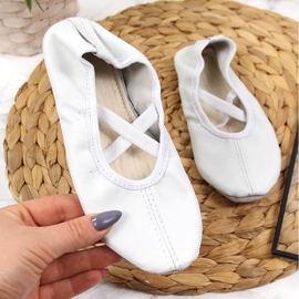 Bailarinas de piel con elásticos, blanco Nazo 2