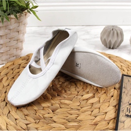 Bailarinas de piel con elásticos, blanco Nazo 3