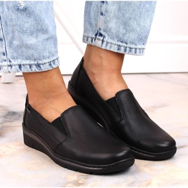 Zapatos de mujer de piel, slip-on negro Helios 350 7