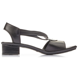 Sandalias mujer de piel con gomas negras Rieker 62662-01 negro 6