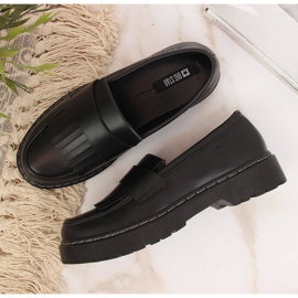 Zapatos negros de mujer con plataforma con flecos Big Star II274100 4
