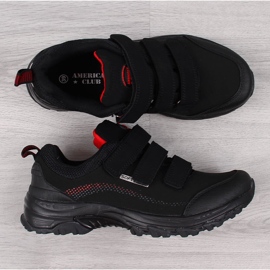 Zapatos trekking con cierre adhesivo impermeable negro y rojo American Club 2