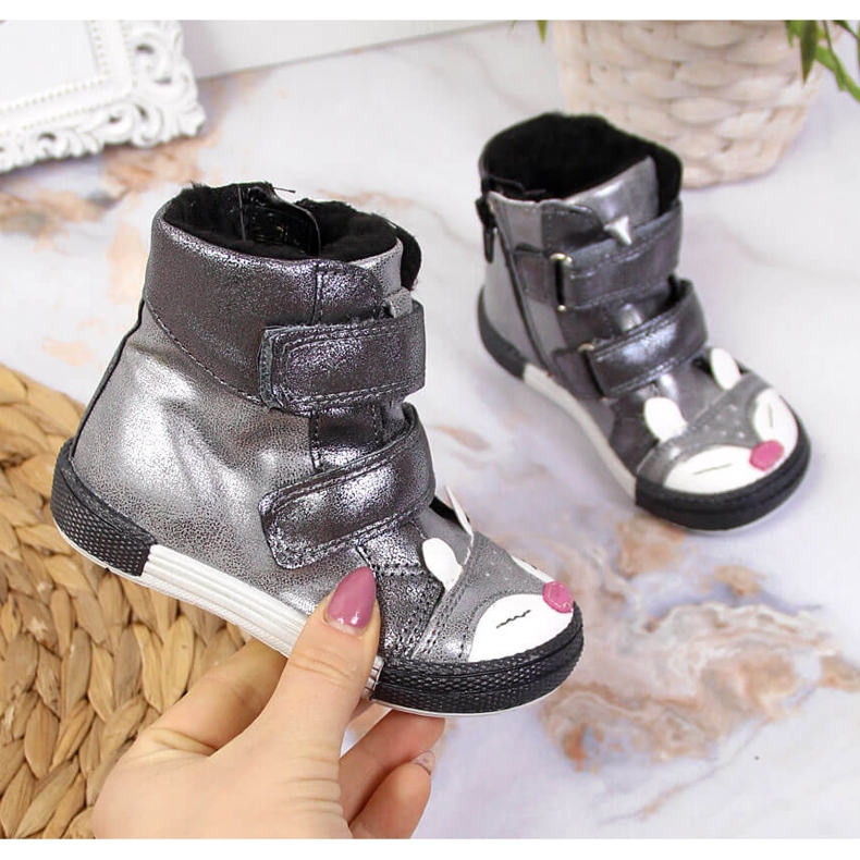 Zapatos niña, velcro, zorro plateado, Kornecki 6583 plata 2