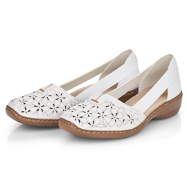 Zapatos mujer piel calada blanca Rieker 41356 blanco 3