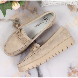 Mocasines mujer de piel en plataforma beige Filippo DP3334 6