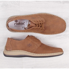Zapatos marrones de piel calada para hombre Rieker 05226-24 marrón 5