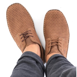 Zapatos marrones de piel calada para hombre Rieker 05226-24 marrón 16