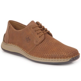 Zapatos marrones de piel calada para hombre Rieker 05226-24 marrón 4