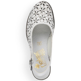 Sandalias de Openwork cuero para mujeres White Full White Rieker 40981-80 White blanco 2