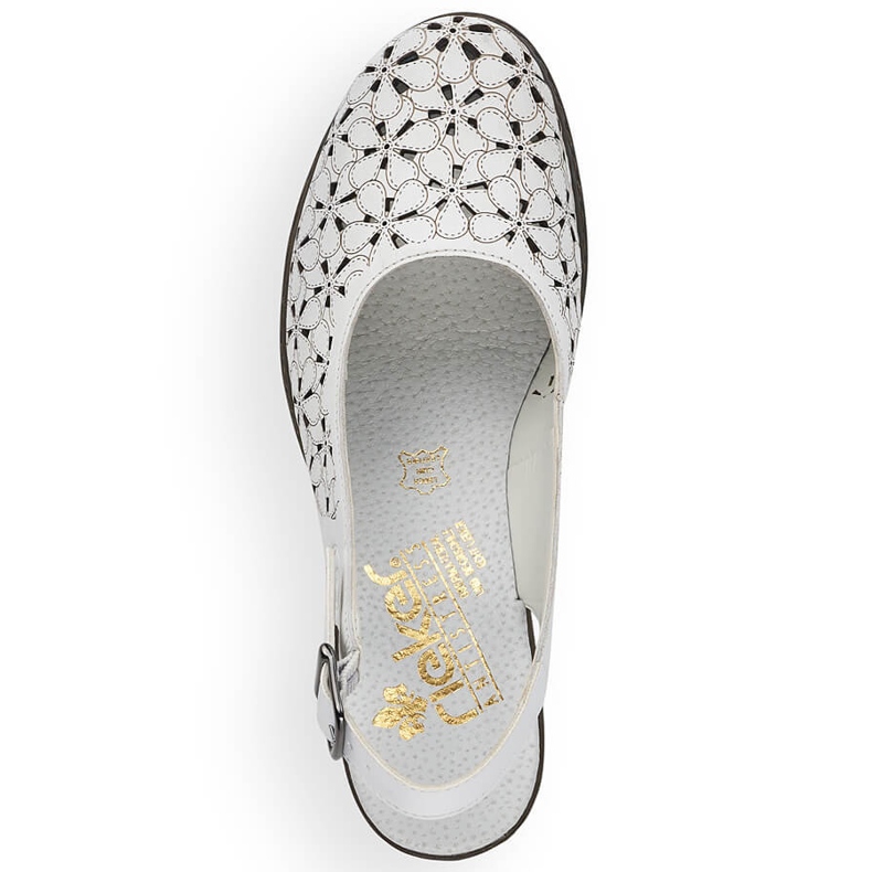 Sandalias de Openwork cuero para mujeres White Full White Rieker 40981-80 White blanco 2