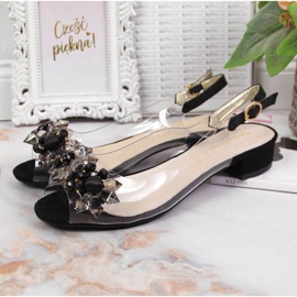 Sandalias de mujer transparentes con piedras Sabatina negras negro 2