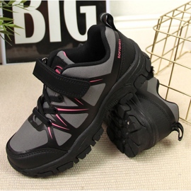 Zapatos de trekking para niños impermeables con cierre adhesivo gris American Club negro 5