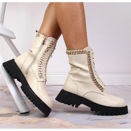 Botines mujer en piel con cadena insulados beige Artiker 6