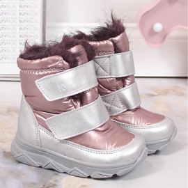 Botas de nieve impermeables para niña con membrana de velcro Kornecki 6895 rosado 3