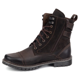 Olivier Zapatos para hombres Motocicleta militar militar cuero 83kz marrón 1