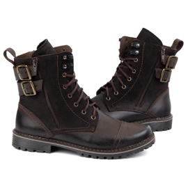 Olivier Zapatos para hombres Motocicleta militar militar cuero 83kz marrón 4