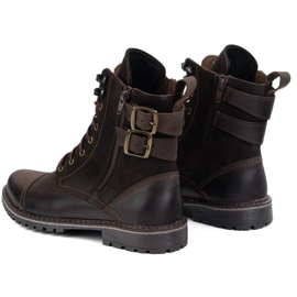 Olivier Zapatos para hombres Motocicleta militar militar cuero 83kz marrón 5