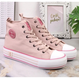 Zapatillas altas de mujer con plataforma rosa empolvado Big Star LL274186 rosado 3