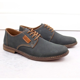 Zapatos hombre piel comodos azul marino Rieker 13439-14 11