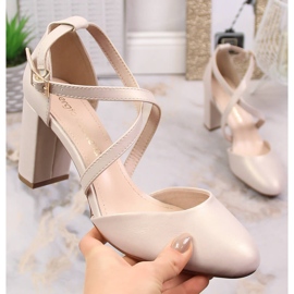 Sandalias salón mujer con tacón beige perla Sergio Leone SK863 1