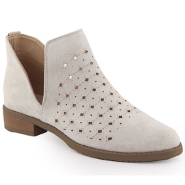 M. DASZYŃSKI Botas sin cordones de ante calado para mujer beige M.Daszyński SA62-102 5