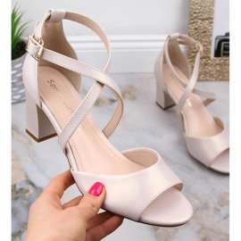 Sandalias mujer perla beige en poste Sergio Leone SK862 5