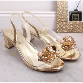 Sandalias mujer transparente con abalorios oro Sabatina 2014-5 dorado 3