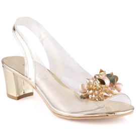 Sandalias mujer transparente con abalorios oro Sabatina 2014-5 dorado 1