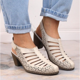 Rieker 40959-60 sandalias beige piel tacón alto 11