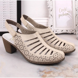 Rieker 40959-60 sandalias beige piel tacón alto 13