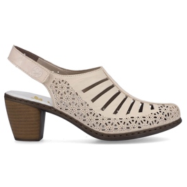 Rieker 40959-60 sandalias beige piel tacón alto 7