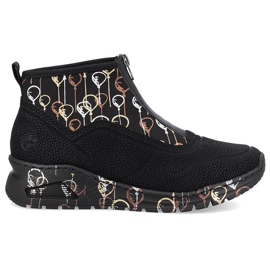 Botines para mujer zapatillas deportivas con cremallera negro Rieker M4953-00 3