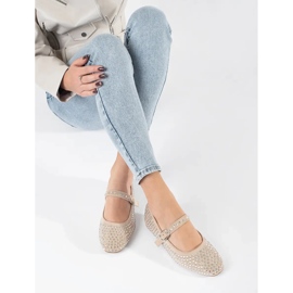 Bailarinas mujer beige con circonitas 2